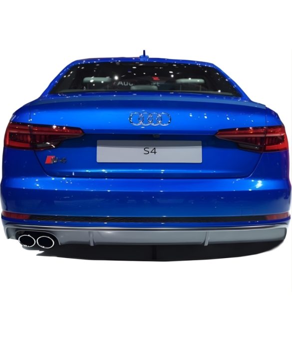 Audi A4 B9 2016 Sonrası S4 Soldan Çift Çıkış Arka Tampon Eki - Difüzör (Plastik)