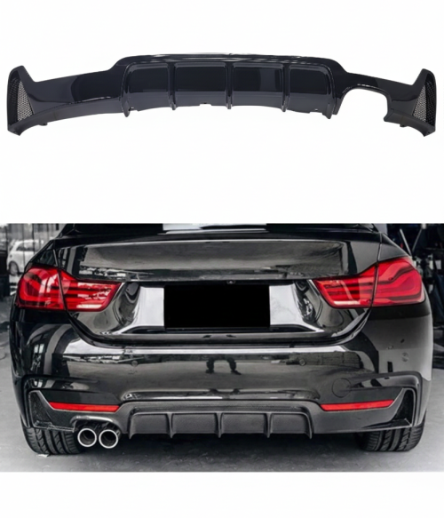 Bmw 4 Serisi F32 F33 F36 M Performance Soldan Çift Çıkış Arka Tampon Eki - Difüzör (Plastik)