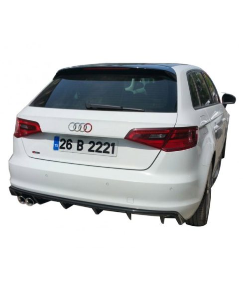 Audi A3 8V 2012 - 2016 Plastik Arka Tampon Eki - Difüzör (Plastik)