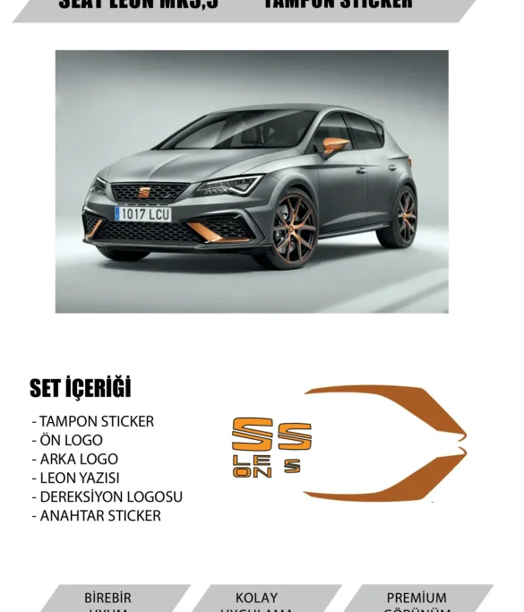 Seat Leon Mk3 / Mk3,5 Amblem Logo Set Parlak Siyah
