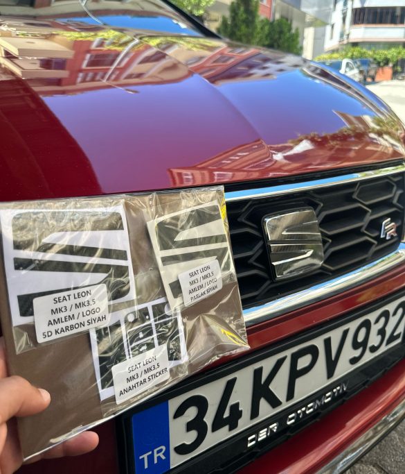 Seat Leon Mk3 / Mk3,5 Amblem Logo Set 5d Fiber Karbon