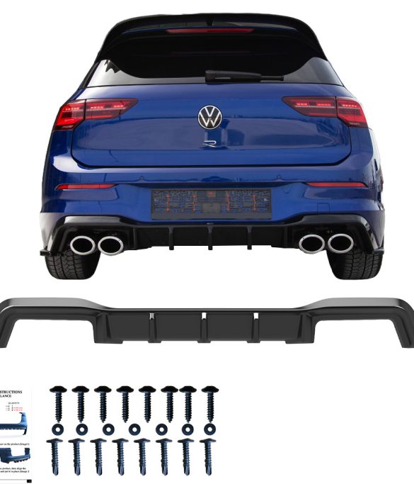 VW Golf R MK8 2020-2024 Arka Difüzör / VW Golf R MK8 Makyajlı 2024+ Arka Difüzör