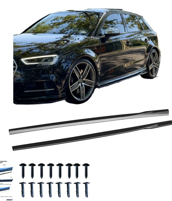 AUDI A3 Sportback 8V Makyajlı 2016-2019 Marşpiyel Altı Lip / AUDI S3 Sportback 8V 2013-2016 Marşpiyel Altı Lip (2 Pcs)
