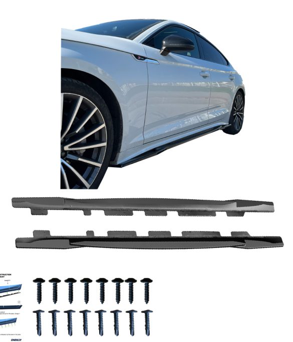 AUDI S5 Sportback F5 Makyajlı 2020-2024 Marşpiyel Altı Lip / AUDI A5 S-Line Sportback F5 Makyajlı 2019-2024 Marşpiyel Altı Lip (2 Pcs)