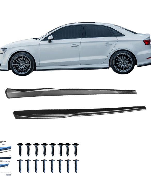 AUDI A3 8V Sedan-Cabrio 2013-2016 Marşpiyel Altı Lip / AUDI S3 8V Makyajlı Sedan-Cabrio 2016-2020 Marşpiyel Altı Lip (2 Pcs)